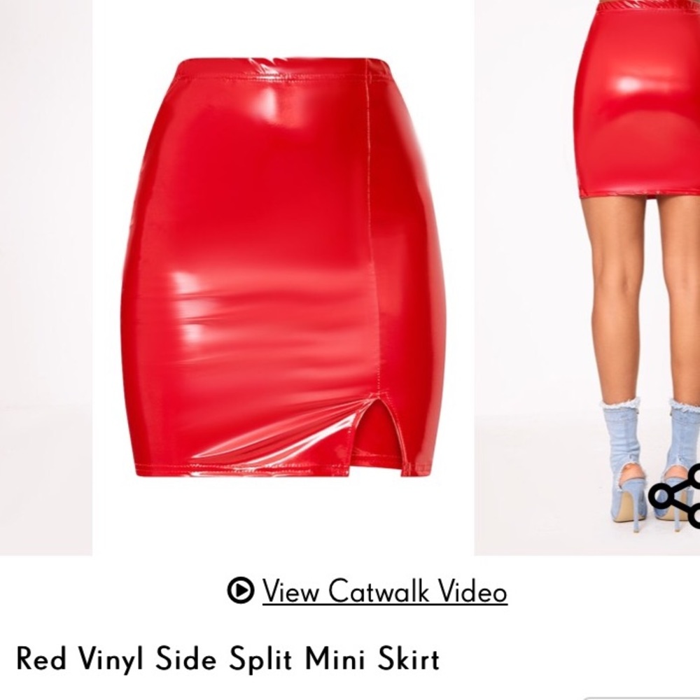 Red split vinyl shirt